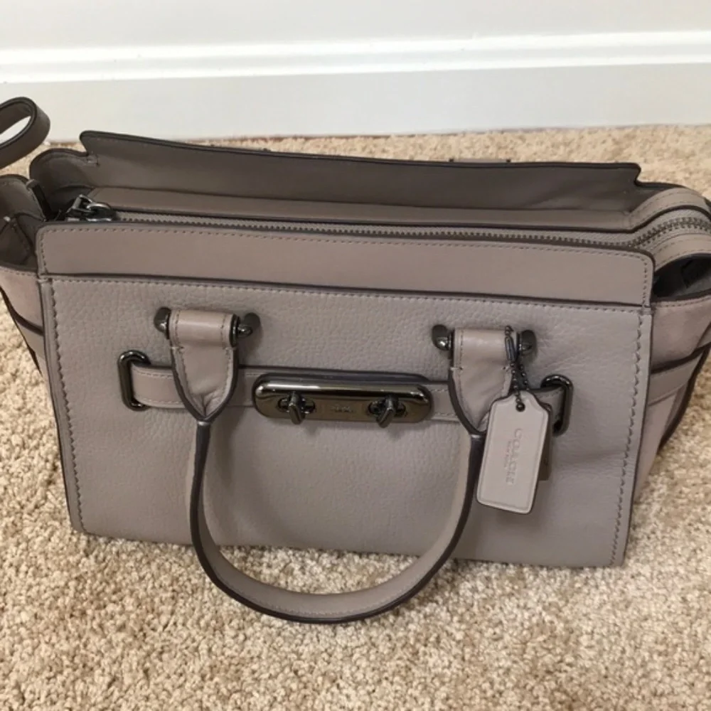 NWT! COACH Tan leather with suede small satchel